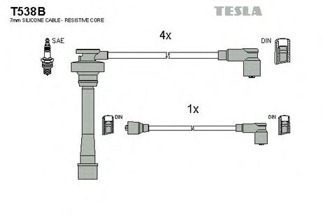 фото Tesla T538B Комплект проводов зажигания Tesla T538B Комплект проводов зажигания
