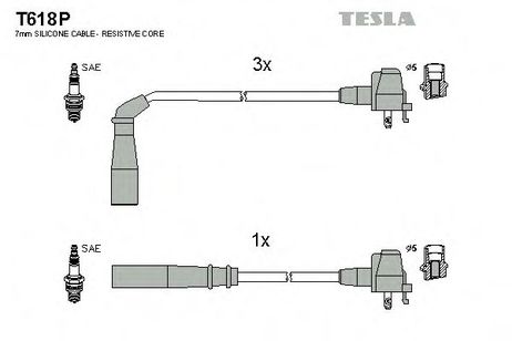 фото Tesla T618P Комплект проводов зажигания Tesla T618P Комплект проводов зажигания