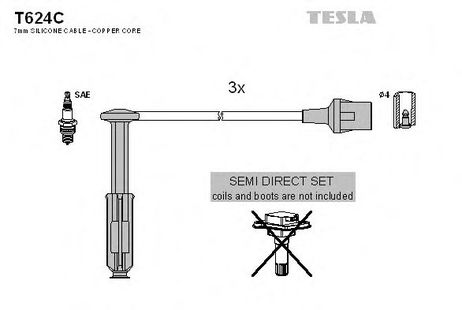 фото Tesla T624C Комплект проводов зажигания Tesla T624C Комплект проводов зажигания