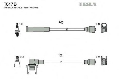 фото Tesla T647B Комплект высоковольтных проводов Tesla T647B Комплект высоковольтных проводов
