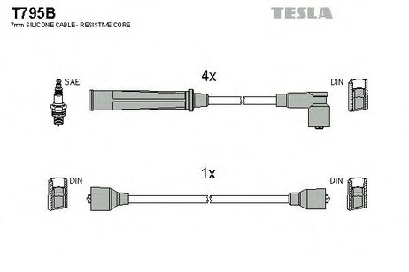 фото Tesla T795B Комплект проводов зажигания Tesla T795B Комплект проводов зажигания
