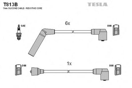 фото Tesla T813B Комплект высоковольтных проводов Tesla T813B Комплект высоковольтных проводов
