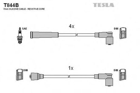 фото Tesla T844B Комплект высоковольтных проводов Tesla T844B Комплект высоковольтных проводов