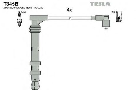 фото Tesla T845B Комплект высоковольтных проводов Tesla T845B Комплект высоковольтных проводов