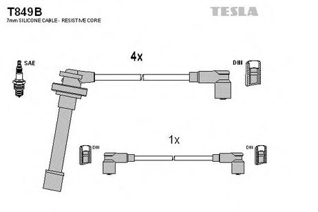 фото Tesla T849B Комплект высоковольтных проводов Tesla T849B Комплект высоковольтных проводов