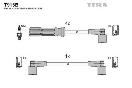 фото Tesla T915B Комплект высоковольтных проводов Tesla T915B Комплект высоковольтных проводов