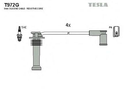 Tesla T972G Комплект высоковольтных проводов