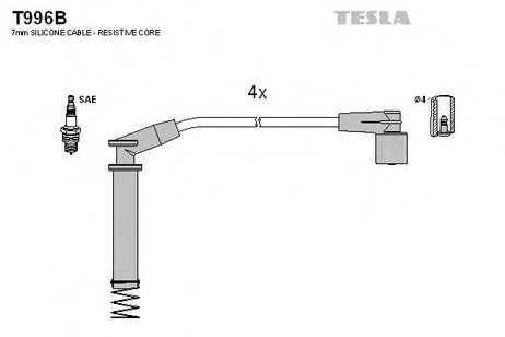 фото Tesla T996B Комплект высоковольтных проводов Tesla T996B Комплект высоковольтных проводов