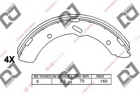 фото DJ PARTS BS1013 Комплект тормозных колодок | зад | DJ PARTS BS1013 Комплект тормозных колодок | зад |