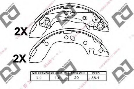 фото DJ PARTS BS1140 Комплект тормозных колодок | зад | DJ PARTS BS1140 Комплект тормозных колодок | зад |