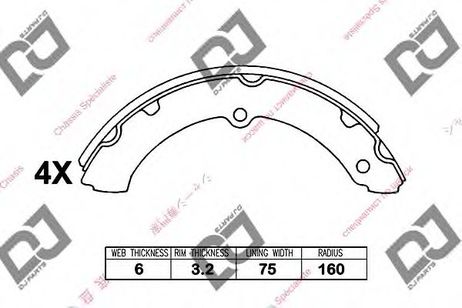 фото DJ PARTS BS1202 Комплект тормозных колодок | зад | DJ PARTS BS1202 Комплект тормозных колодок | зад |