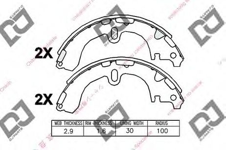 фото DJ PARTS BS1221 Комплект тормозных колодок | зад | DJ PARTS BS1221 Комплект тормозных колодок | зад |