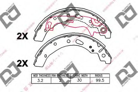 фото DJ PARTS BS1298 Комплект тормозных колодок | зад | DJ PARTS BS1298 Комплект тормозных колодок | зад |