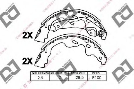 фото DJ PARTS BS1369 Колодки тормозные барабанные | зад | DJ PARTS BS1369 Колодки тормозные барабанные | зад |