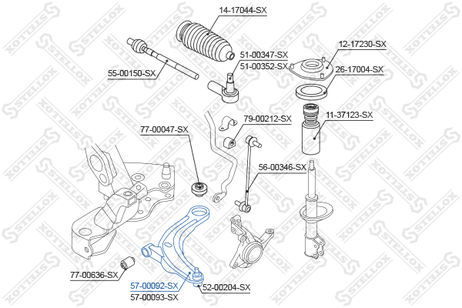фото Stellox 57-00092-SX Рычаг нижн. л. Mitsubishi Outlander 02> | перед лев | Stellox 57-00092-SX Рычаг нижн. л. Mitsubishi Outlander 02> | перед лев |