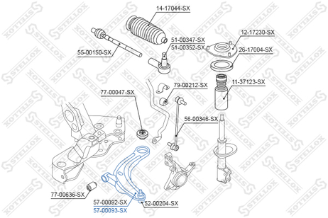фото Stellox 57-00093-SX Рычаг нижн. п. Mitsubishi Outlander 02> | перед прав | Stellox 57-00093-SX Рычаг нижн. п. Mitsubishi Outlander 02> | перед прав |