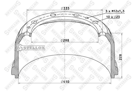фото Stellox 85-00015-SX Торм.барабан перед. 410x160/172 h=228 d= | зад | Stellox 85-00015-SX Торм.барабан перед. 410x160/172 h=228 d= | зад |