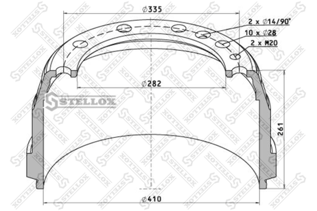 фото Stellox 85-00016-SX Торм.барабан 410x175/195 h=261 d=282/335 Stellox 85-00016-SX Торм.барабан 410x175/195 h=261 d=282/335