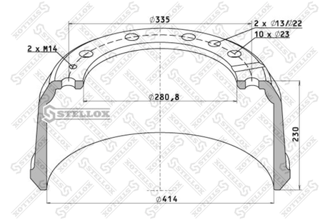 фото Stellox 85-00020-SX Барабан тормозной задн. 414x175/182 h=23 Stellox 85-00020-SX Барабан тормозной задн. 414x175/182 h=23