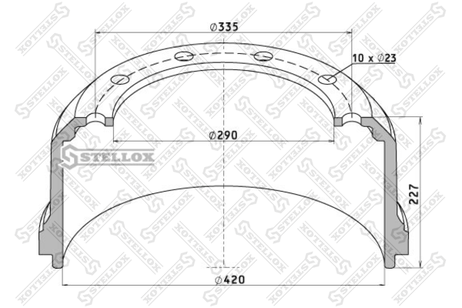 фото Stellox 85-00045-SX Барабан тормозной 420x180/190 h=227 d=29 Stellox 85-00045-SX Барабан тормозной 420x180/190 h=227 d=29