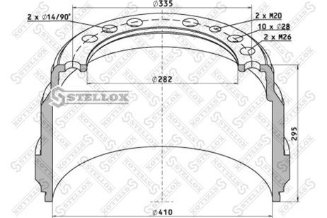 фото Stellox 85-00079-SX Барабан тормозной410x200/217 h=294.5 d=2 HCV Stellox 85-00079-SX Барабан тормозной410x200/217 h=294.5 d=2 HCV