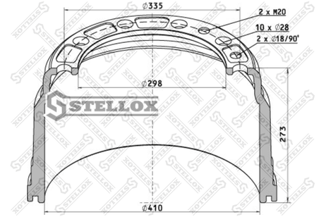 фото Stellox 85-00175-SX Торм. барабан 410x200/211 h=273 d=282/33 Stellox 85-00175-SX Торм. барабан 410x200/211 h=273 d=282/33