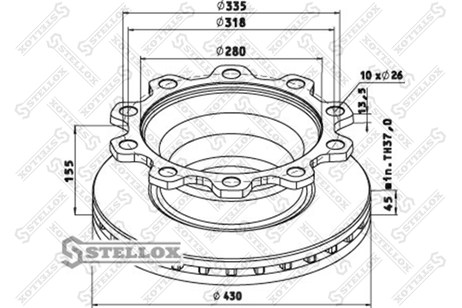 фото Stellox 85-00705-SX Диск тормозной 430/280x45/155 10n-335-d. | перед/зад | Stellox 85-00705-SX Диск тормозной 430/280x45/155 10n-335-d. | перед/зад |