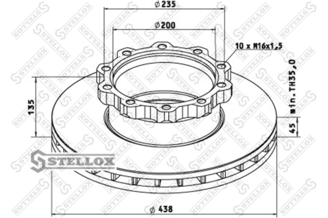 фото Stellox 85-00715-SX Диск торм. 438/200x45/135 10n-235-M16x1. | перед | HCV Stellox 85-00715-SX Диск торм. 438/200x45/135 10n-235-M16x1. | перед | HCV