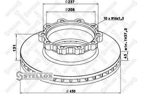 фото Stellox 85-00749-SX Диск тормозной 430/208x45/131 10n-237-M1 | перед/зад | HCV Stellox 85-00749-SX Диск тормозной 430/208x45/131 10n-237-M1 | перед/зад | HCV