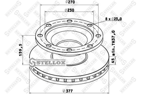 фото Stellox 85-00804-SX Диск тормозной 377/230x45/159.5 8n-275-2 | перед/зад | HCV Stellox 85-00804-SX Диск тормозной 377/230x45/159.5 8n-275-2 | перед/зад | HCV