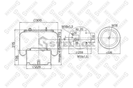 фото Stellox 90-08363-SX Пневмопод со стаканом daf95 HCV Stellox 90-08363-SX Пневмопод со стаканом daf95 HCV