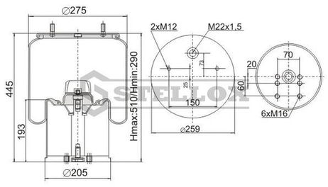 фото Stellox 90-09411-SX Пневмопод.со стак. 941mb h523 2шп.M12сме HCV Stellox 90-09411-SX Пневмопод.со стак. 941mb h523 2шп.M12сме HCV