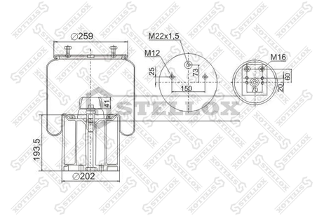 фото Stellox 90-09413-SX Пневмопод.со стак. 941mb h523 2шп.M12сме HCV Stellox 90-09413-SX Пневмопод.со стак. 941mb h523 2шп.M12сме HCV