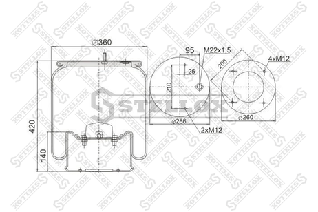 фото Stellox 90-29181-SX Пневмоподушка со стаканом SAF Stellox 90-29181-SX Пневмоподушка со стаканом SAF