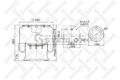 фото Stellox 90-48131-SX Пневмоподушка со стаканом Scania HCV Stellox 90-48131-SX Пневмоподушка со стаканом Scania HCV