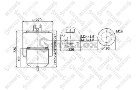 фото Stellox 90-78031-SX Пневмоподушка со стаканом Volvo HCV Stellox 90-78031-SX Пневмоподушка со стаканом Volvo HCV