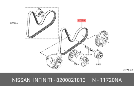 фото Nissan 82008-21813 Ремень поликлиновый Nissan 82008-21813 Ремень поликлиновый