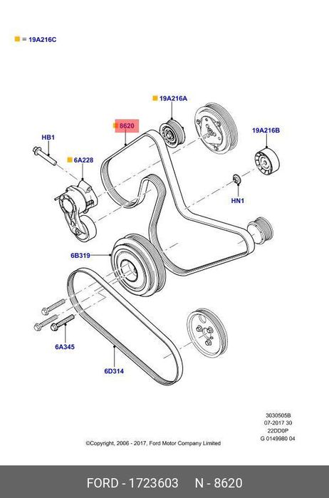 фото Ford 1723603 Ремень поликлиновый Ford 1723603 Ремень поликлиновый