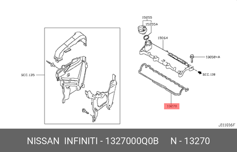 фото Nissan 13270-00Q0B Прокладка, крышка головки цилиндра Nissan 13270-00Q0B Прокладка, крышка головки цилиндра