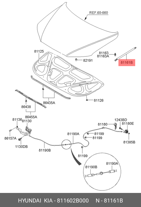 фото Hyundai/Kia 811602B000 Амортизатор капота Hyundai/Kia 811602B000 Амортизатор капота