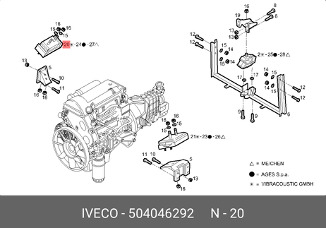 фото Iveco 504046292 Подушка двигателя daily F1C правая Iveco 504046292 Подушка двигателя daily F1C правая