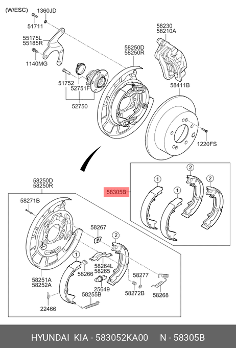 фото Hyundai/Kia 583052KA00 Колодки тормозные барабанные | зад | Hyundai/Kia 583052KA00 Колодки тормозные барабанные | зад |