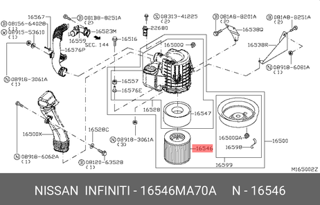 Nissan 16546-MA70A Фильтр воздушный
