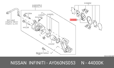 фото Nissan AY060-NS053 Колодки тормозные дисковые | зад | Nissan AY060-NS053 Колодки тормозные дисковые | зад |