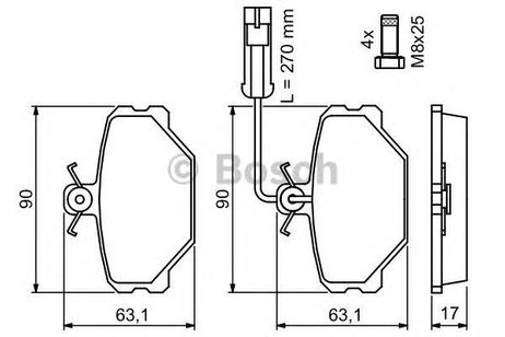 фото Bosch 986491050 Колодки тормозные дисковые Bosch 986491050 Колодки тормозные дисковые