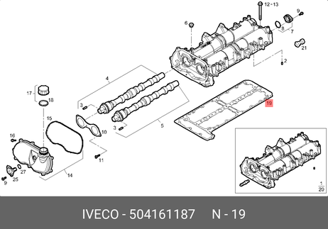 фото Iveco 504161187 Прокладка крышки клапанной F1C daily/ducato Iveco 504161187 Прокладка крышки клапанной F1C daily/ducato