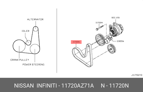 фото Nissan 11720-AZ71A Ремень поликлиновый Nissan 11720-AZ71A Ремень поликлиновый