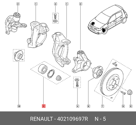 фото Renault 402109697R Комплект подшипника ступицы колеса | перед | Renault 402109697R Комплект подшипника ступицы колеса | перед |