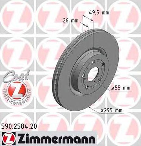 фото Zimmermann 590258420 Диск тормозной | перед | Zimmermann 590258420 Диск тормозной | перед |