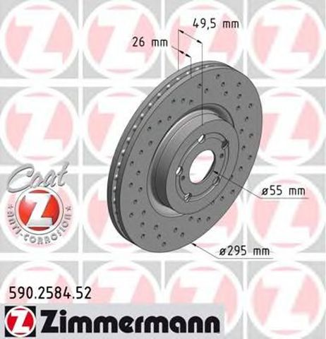 фото Zimmermann 590258452 Диск тормозной Zimmermann 590258452 Диск тормозной